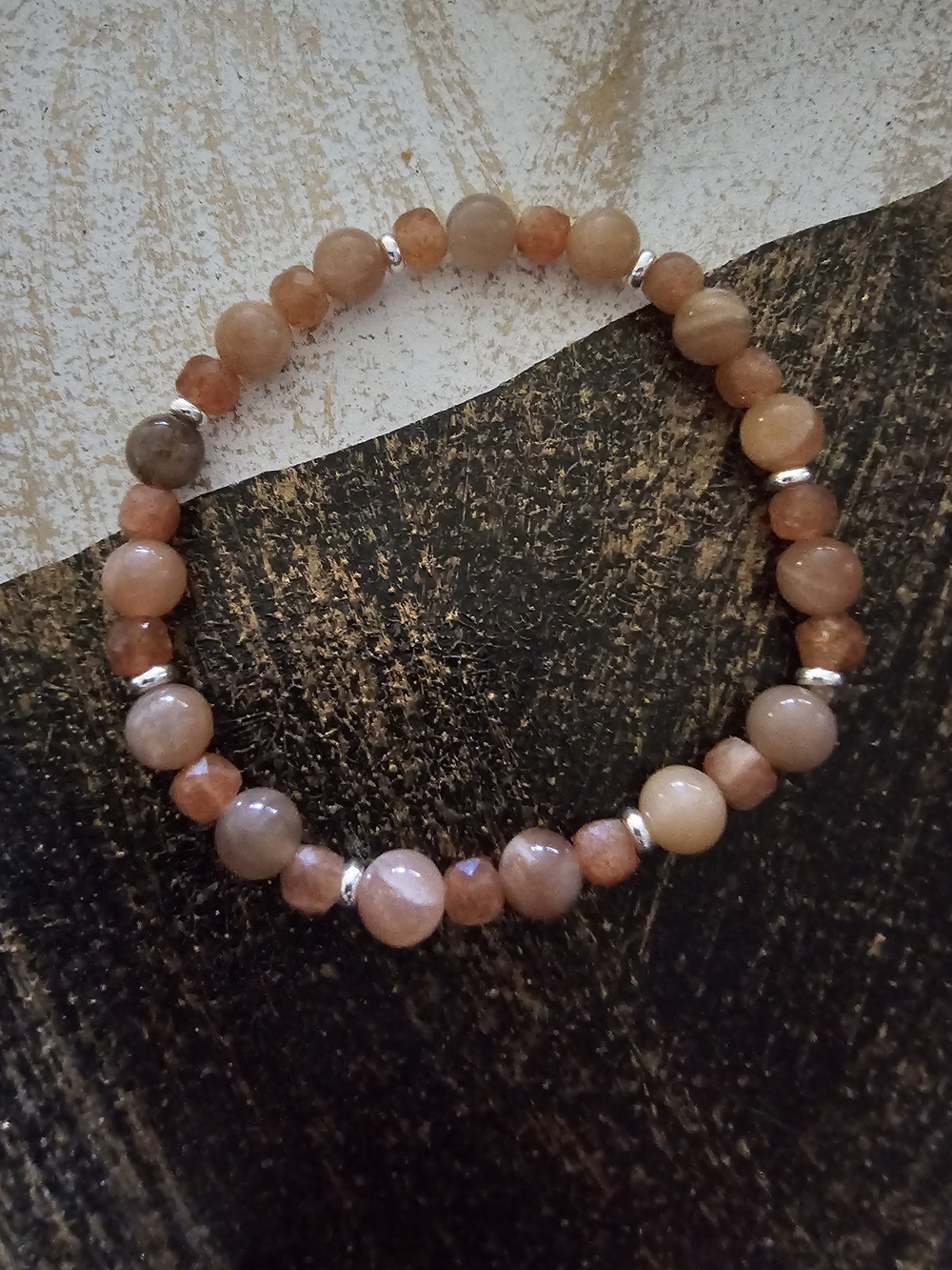 Natural Stone Bracelet made of Moonstone & Sunstone